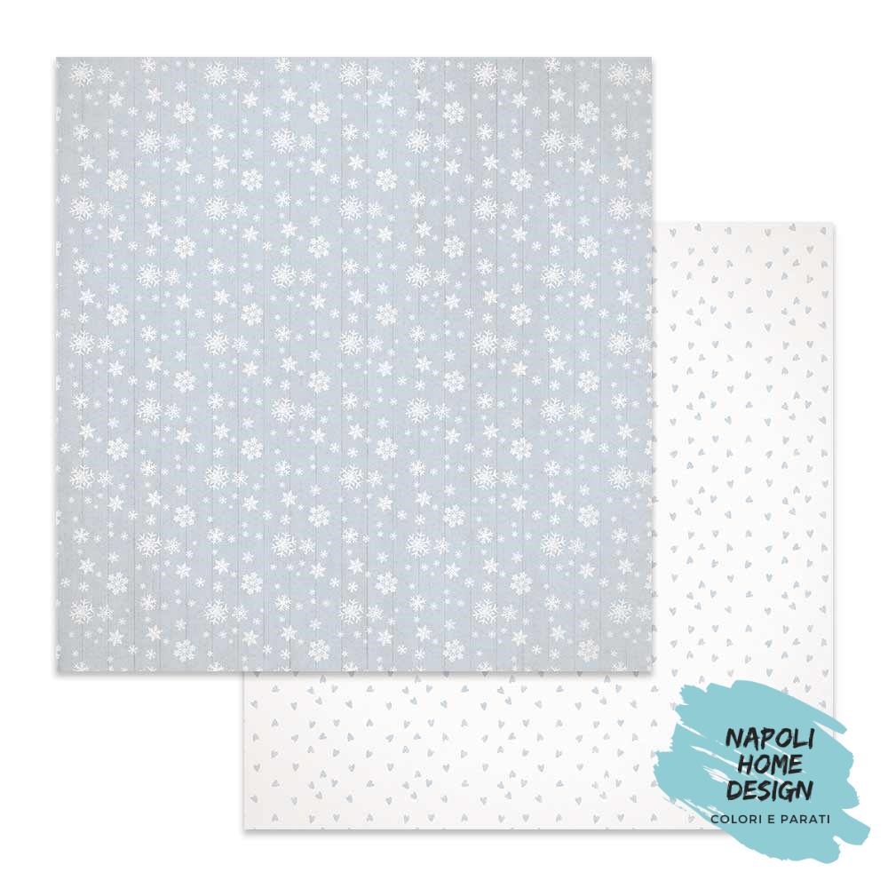 Foglio singolo Scrapbooking Double Face Christmas Texture Snow Flakes  30x30 cm Stamperia
