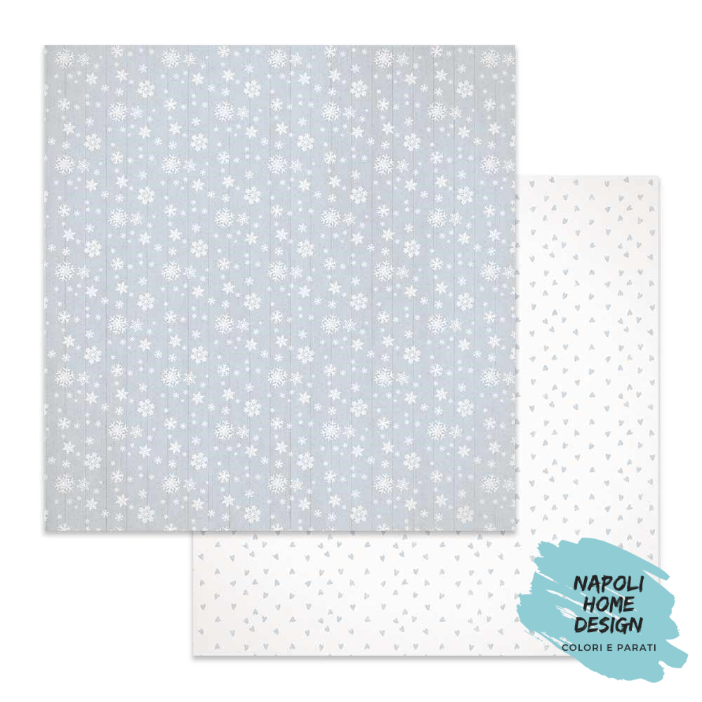 Foglio singolo Scrapbooking Double Face Christmas Texture Snow Flakes  30x30 cm  Stamperia OUTLET