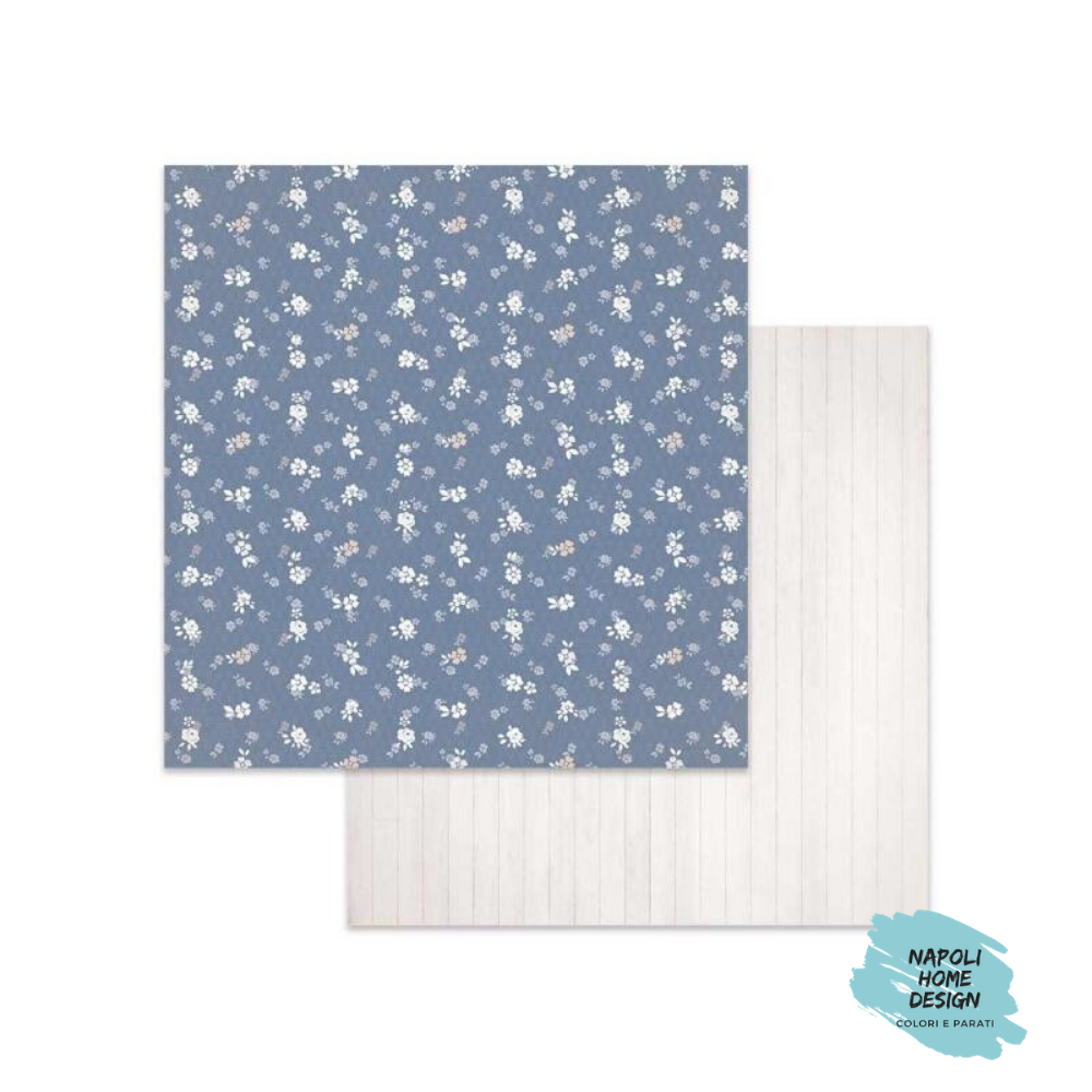 SBB620 stamperia foglio double face fiorellino su fondo blu scrapbooking