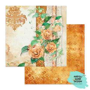 Foglio singolo Scrapbooking Double Face Flowers for You Ocra Background  30x30 cm Stamperia