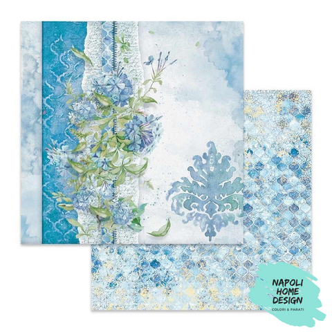 Foglio singolo Scrapbooking Double Face Flowers for You Light Blu Background  30x30 cm  Stamperia OUTLET