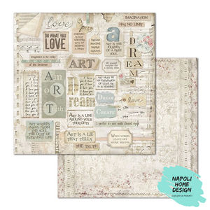 Foglio singolo Scrapbooking Double Face Dream Writings  30x30 cm  Stamperia OUTLET