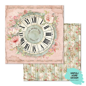 Foglio singolo Scrapbooking Double Face Clock  30x30 cm  Stamperia OUTLET