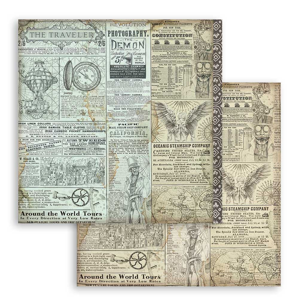 Foglio singolo Scrapbooking Double Face Sir Vagabond The Traveler 30x30 cm  Stamperia OUTLET