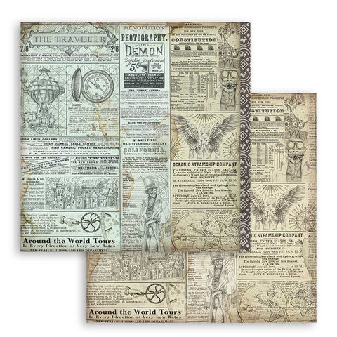 Foglio singolo Scrapbooking Double Face Sir Vagabond The Traveler 30x30 cm  Stamperia OUTLET