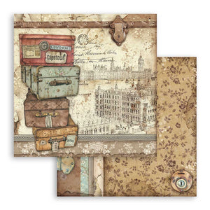 Foglio singolo Scrapbooking Double Face Lady Vagabond Valigie  30x30 cm  Stamperia OUTLET