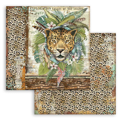 Foglio singolo Scrapbooking Double Face Amazonia Giaguaro 30x30 cm  Stamperia OUTLET