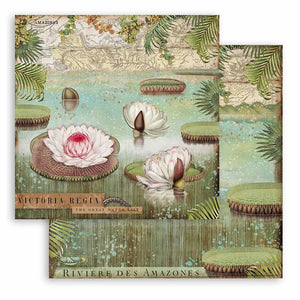 Foglio singolo Scrapbooking Double Face Amazonia Fior di Loto 30x30 cm  Stamperia OUTLET
