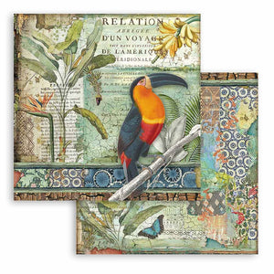 Foglio singolo Scrapbooking Double Face Amazonia Tucano  30x30 cm Stamperia OUTLET