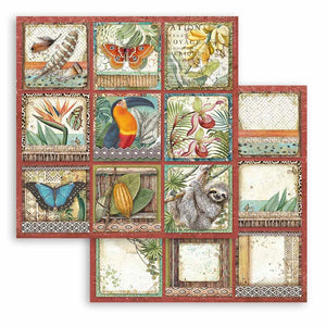 Foglio singolo Scrapbooking Double Face Amazonia Targhette 30x30 cm  Stamperia OUTLET