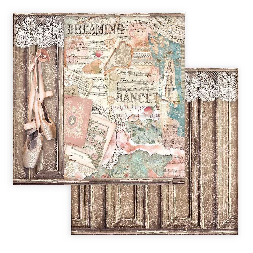 Foglio singolo Scrapbooking Double Face Passion Scarpette Danza  30x30 cm  Stamperia OUTLET