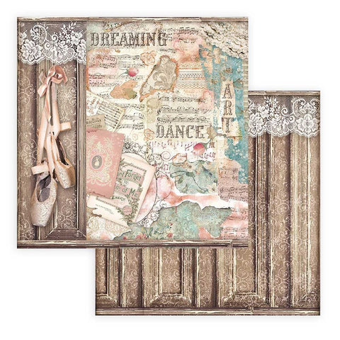 Foglio singolo Scrapbooking Double Face Passion Scarpette Danza  30x30 cm  Stamperia OUTLET