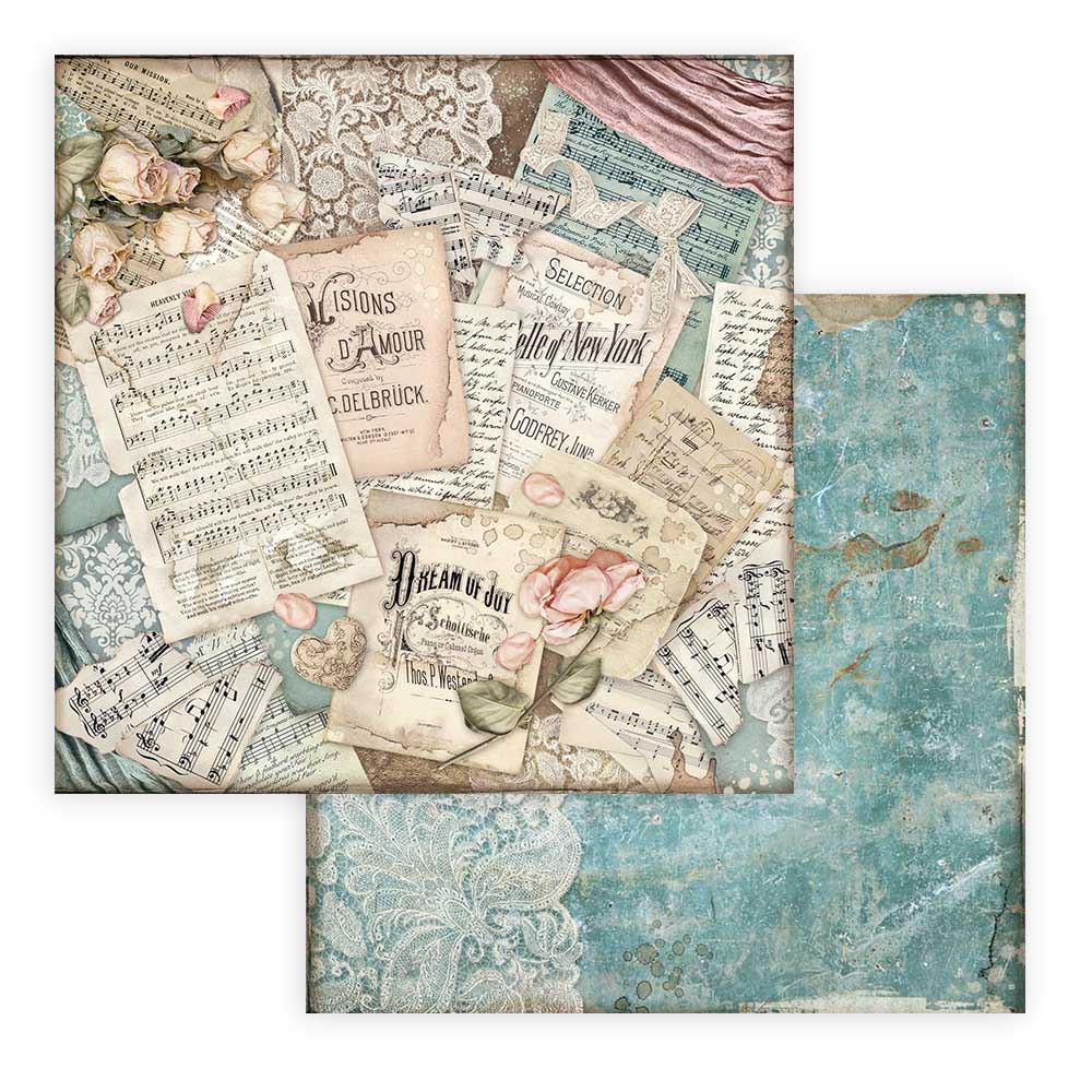 Foglio singolo Scrapbooking Double Face Passion Pentagramma  30x30 cm  Stamperia OUTLET