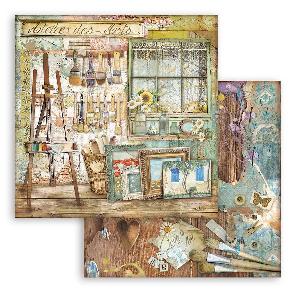 Foglio singolo Scrapbooking Double Face Atelier  30x30 cm   Stamperia OUTLET
