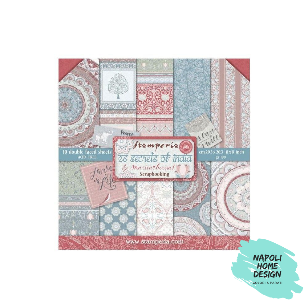 Blocco 10 Fogli Double Face Scrapbooking 20.3x20.3 cm Stamperia OUTLET