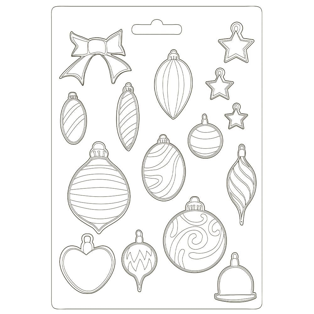 Stampo in PVC Morbido A4 - Romantic Christmas Balls - cm. 21 x 29,7 - Stamperia