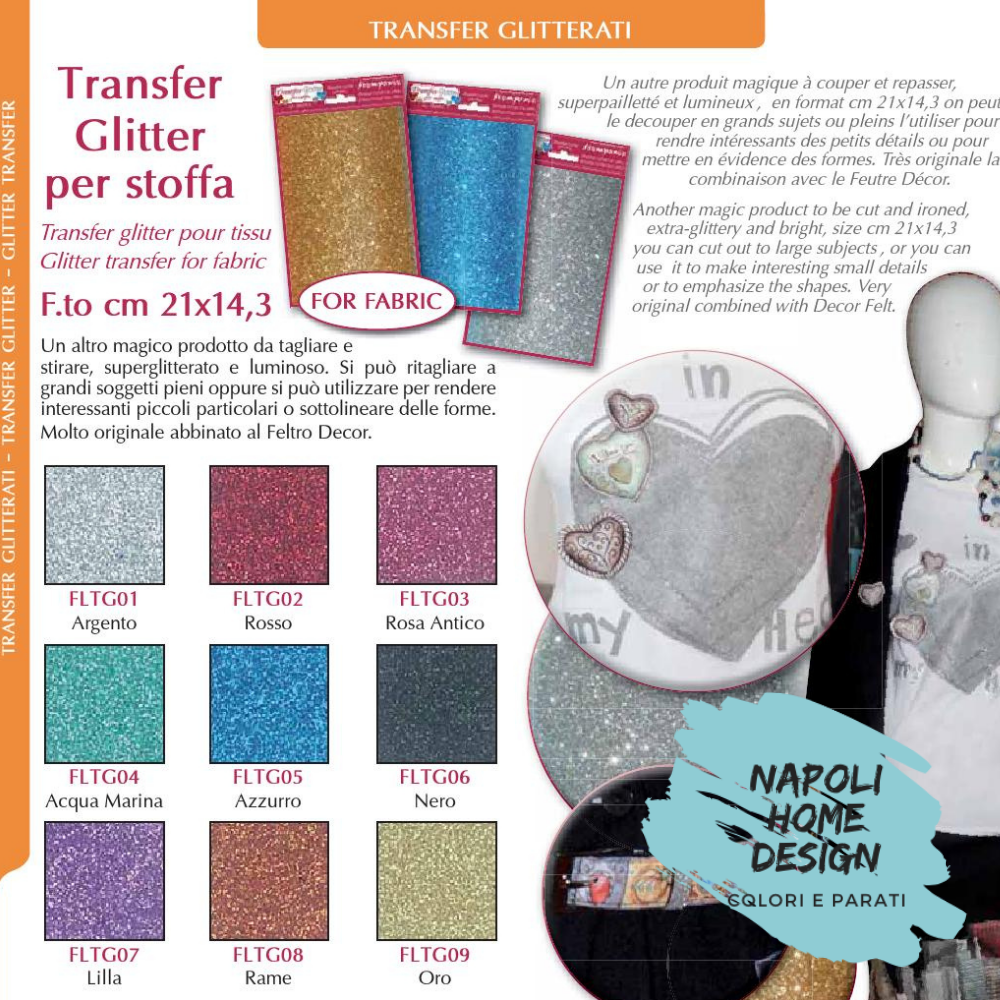 Transfer Glitter per Stoffa Stamperia cm 21x14,3  Stamperia OUTLET