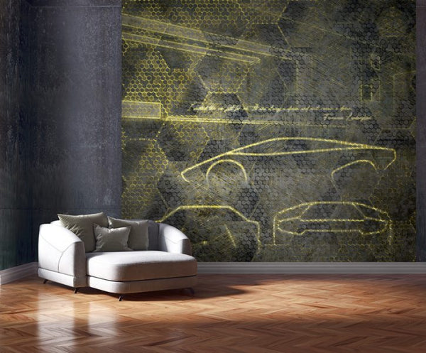 Pannello Murale Lamborghini 2 Z90057 mis. 3,30 mt x 3 mt  Zambaiti Parati