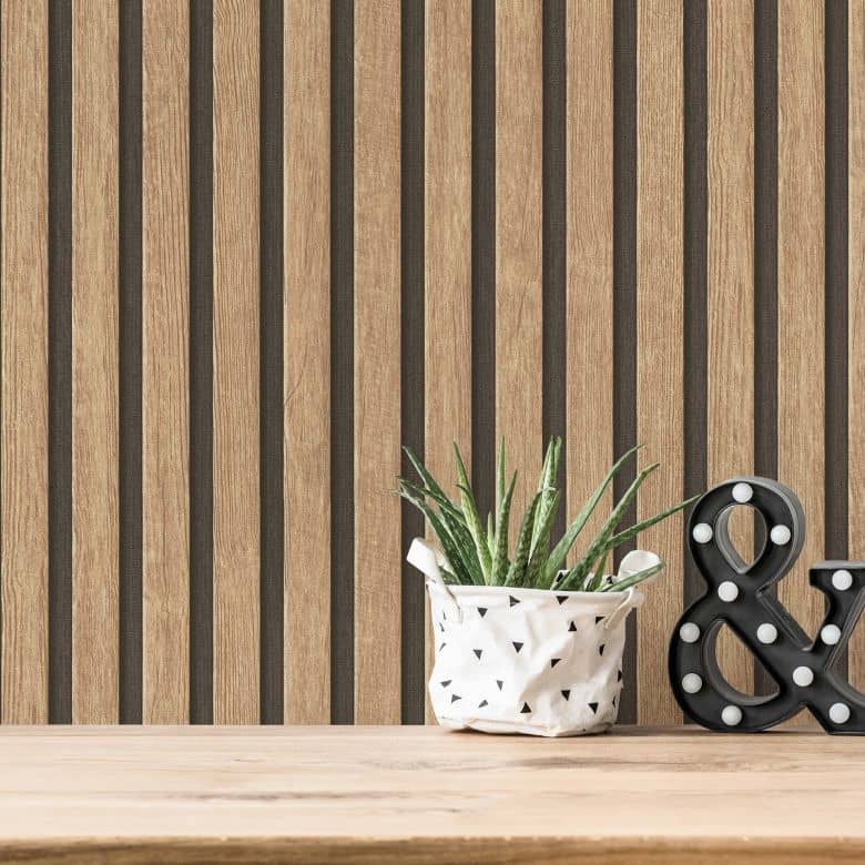 Carta da Parati Effetto Doghe Listelli colore Rovere