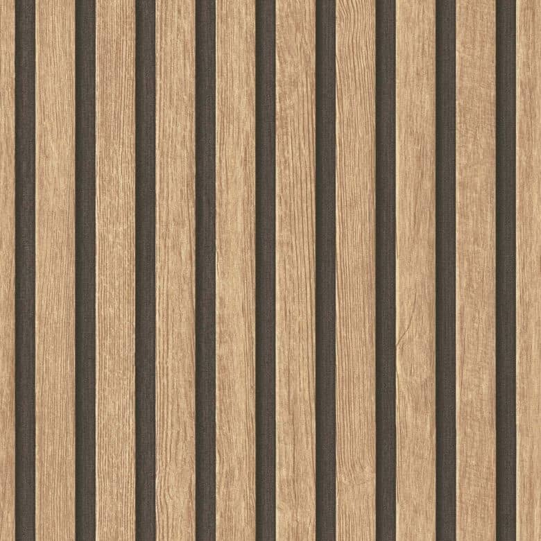 Carta da Parati Effetto Doghe Listelli colore Rovere