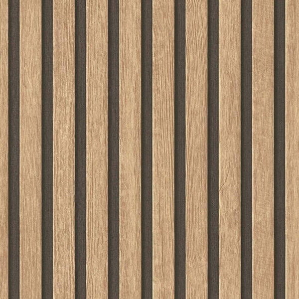 Carta da Parati Effetto Doghe Listelli colore Rovere