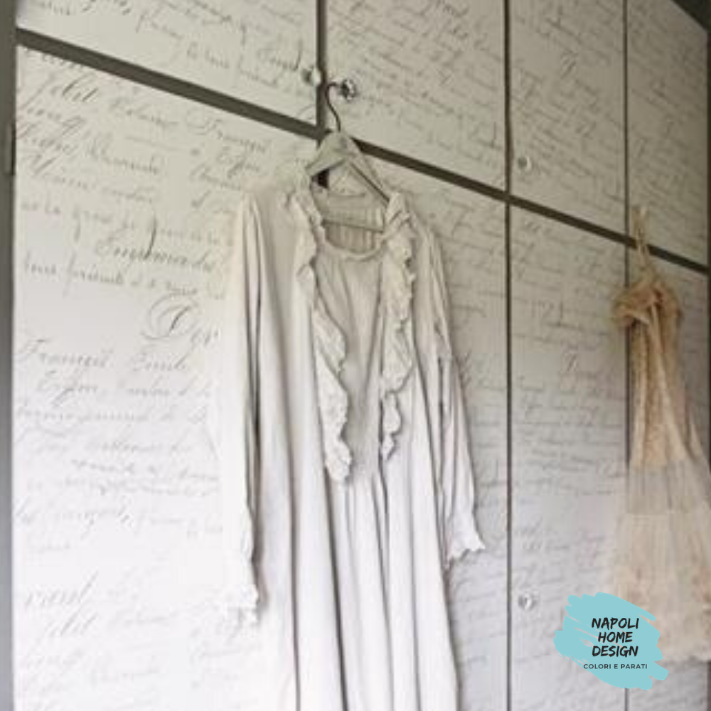 Parati Vintage - Crema con Scritte mis. 70 cm x 53 cm