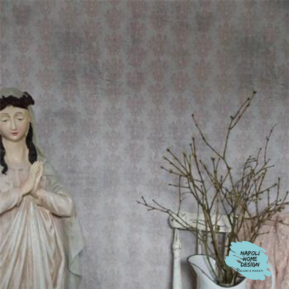 Parati Vintage - Damascata Grigio Rosa mis. 70 cm x 53 cm