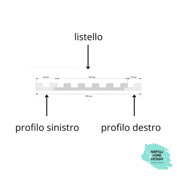 Profilo Destro per Listelli in Duropolimero Mardom Decor L0103R Rovere Grigio modello STRETTO mis. 270 x 2,3 x 1,2 cm