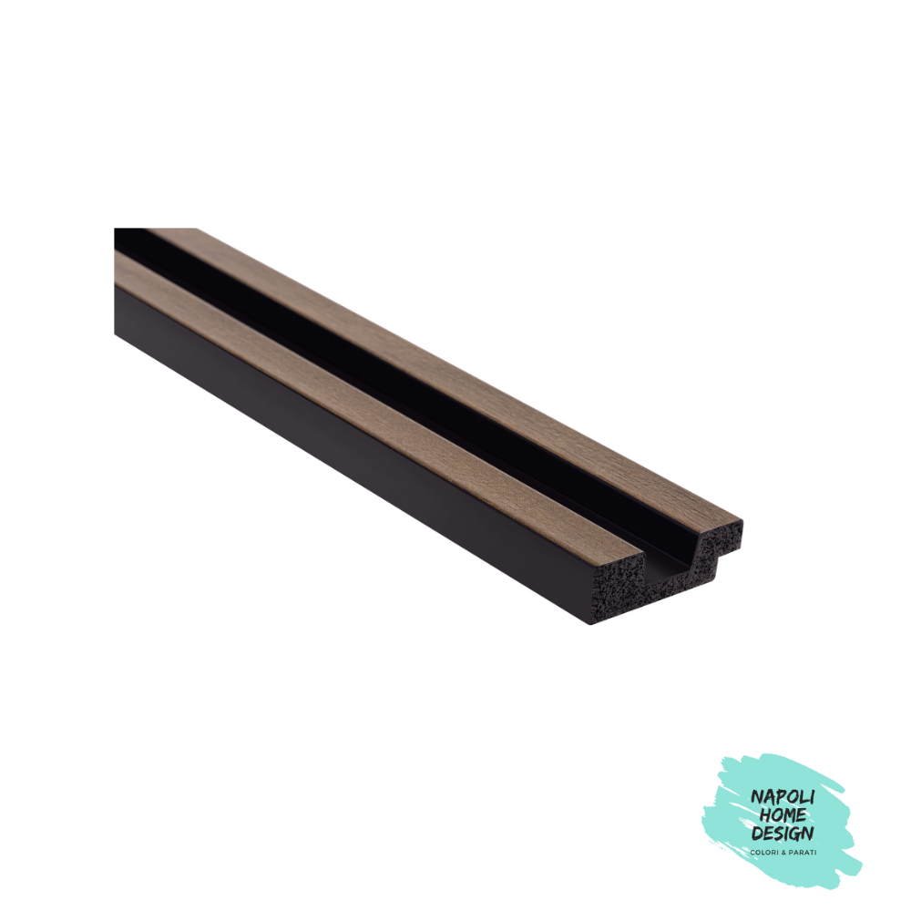 Profilo Sinistro per Listelli in polimero Mardom Decor L0104L Rovere Scuro modello STRETTO mis. 270 x 3,6 x 1,2 cm