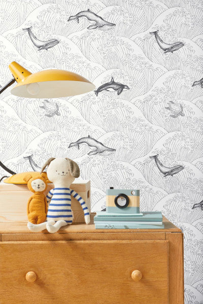Carta da Parati Under The Sea Bianco/Nero Our Planet Caselio Wallpaper